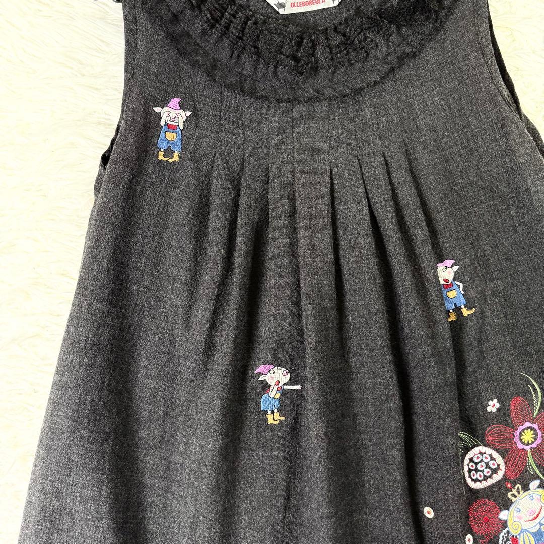 オレボレブラ ワンピース ノースリーブ 白雪姫 ブタさん 刺繍 フリル