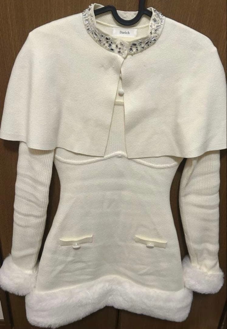 Darich ビジューケープニットミニワンピース FREE