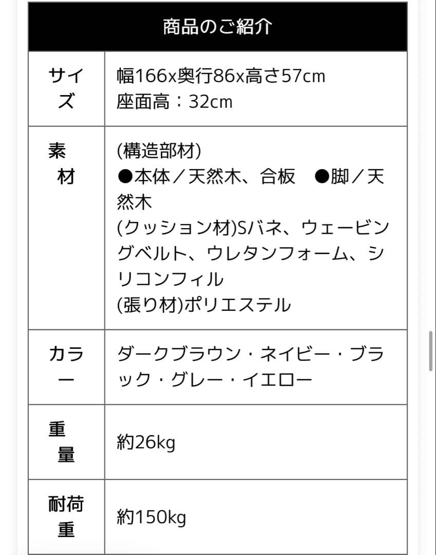 ネイビー 2.5人掛けローソファ