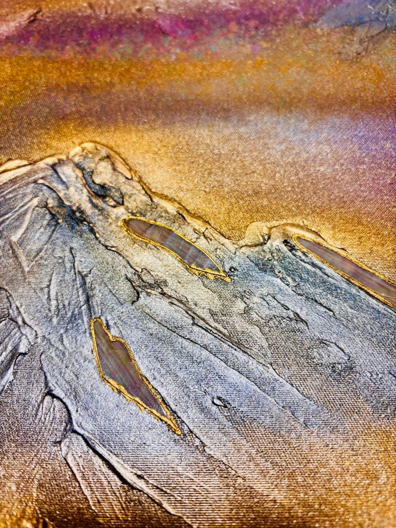 【未使用品】袋帯 螺鈿 金彩 虹色箔 遠山 お太鼓柄　芯なし
