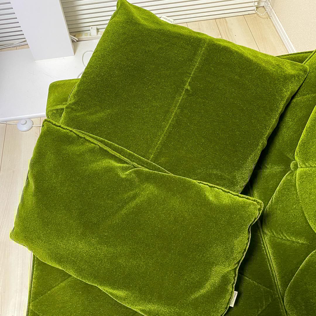 カリモク60 正規品 ロビーチェア1シーター＋純正クッション2点モケットグリーン