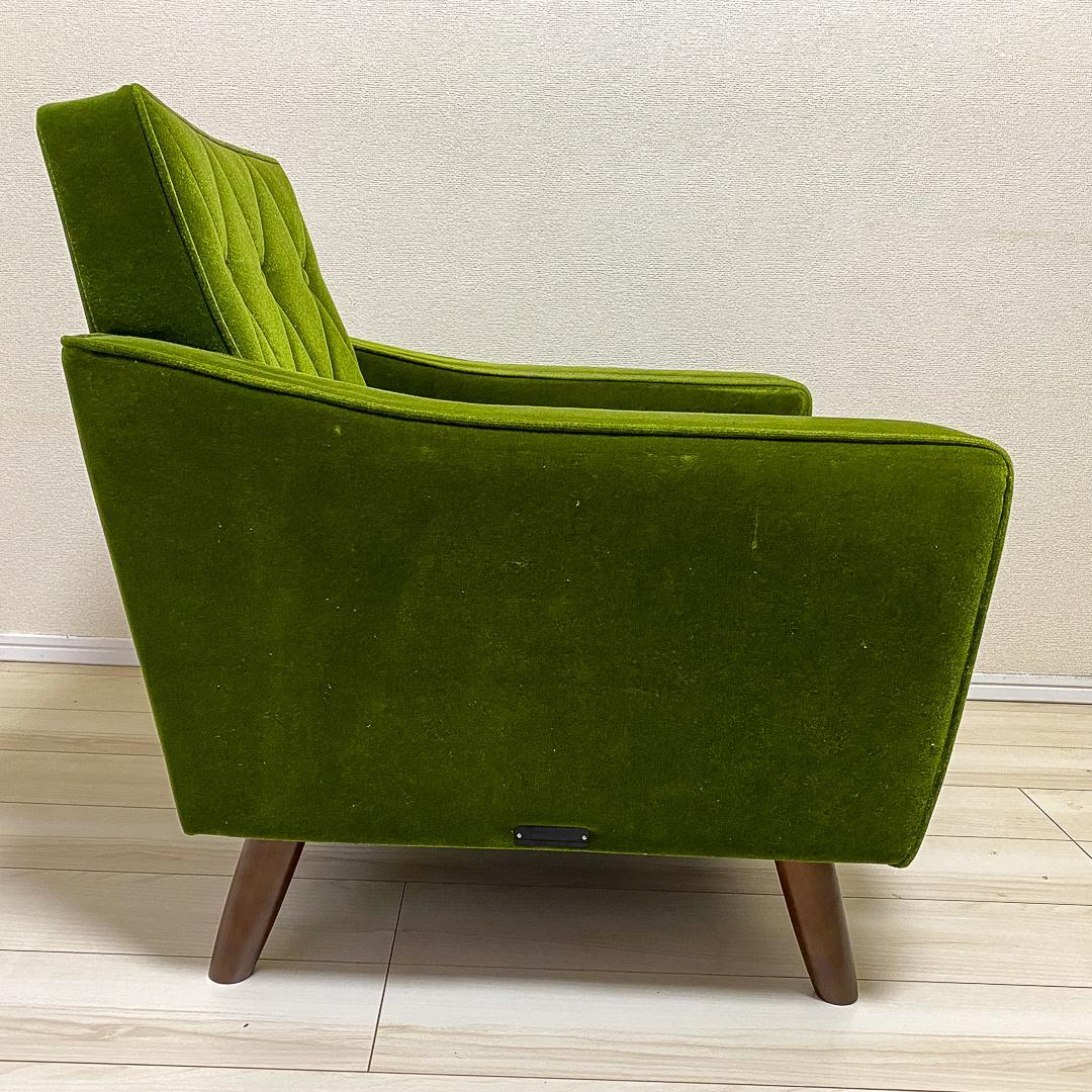 カリモク60 正規品 ロビーチェア1シーター＋純正クッション2点モケットグリーン