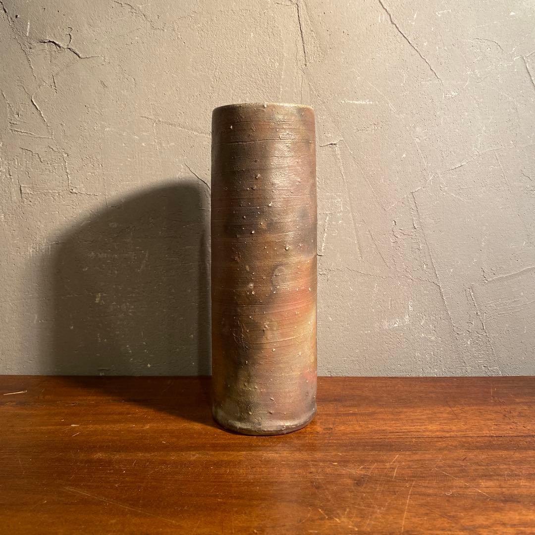 備前焼 木村陶峰 花入 花器 共箱 骨董品 花器 コレクション 作家物 在銘