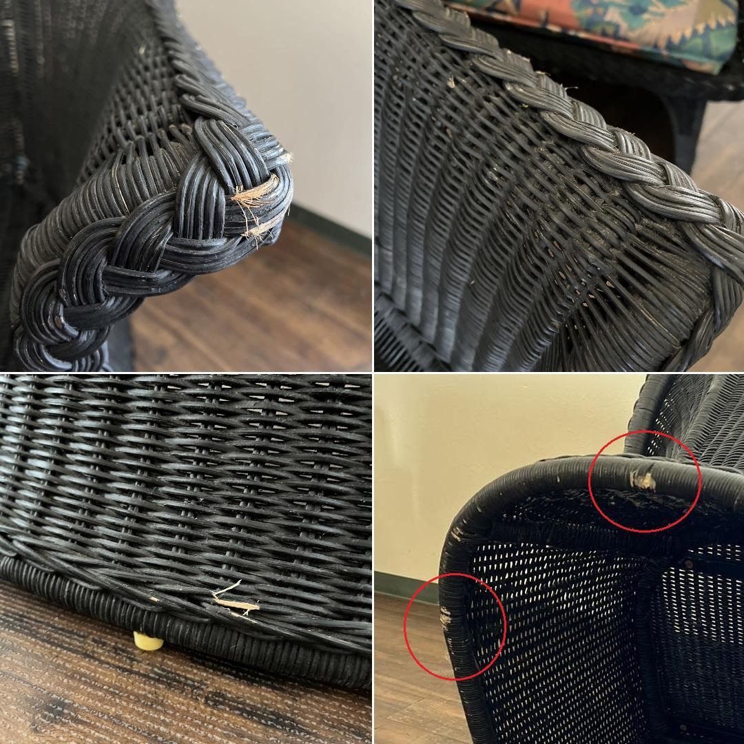 k972r115 ラタン アームチェア/シングルソファ 2台セット ブラック