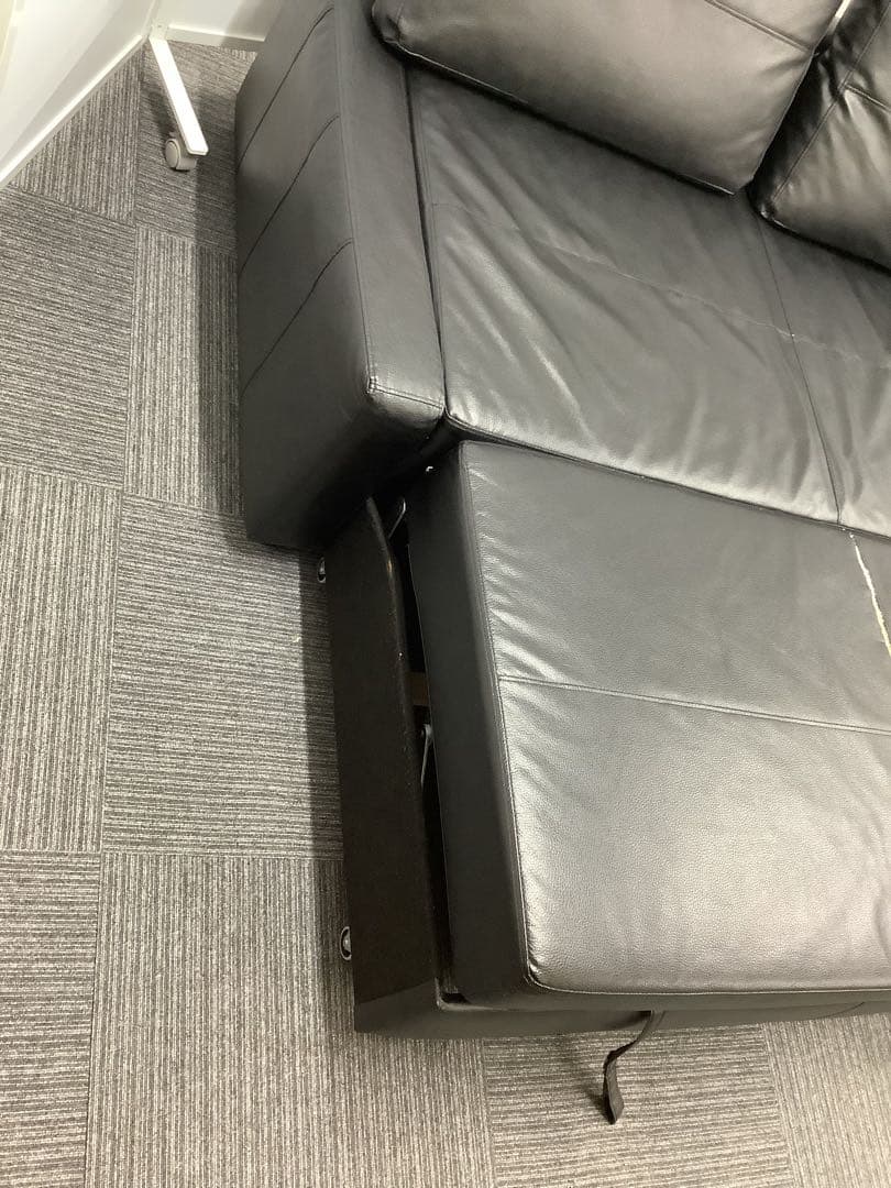 【直接引取限定】イケア 革張りコーナーソファベッド 収納付き フリーヘーテン（★
