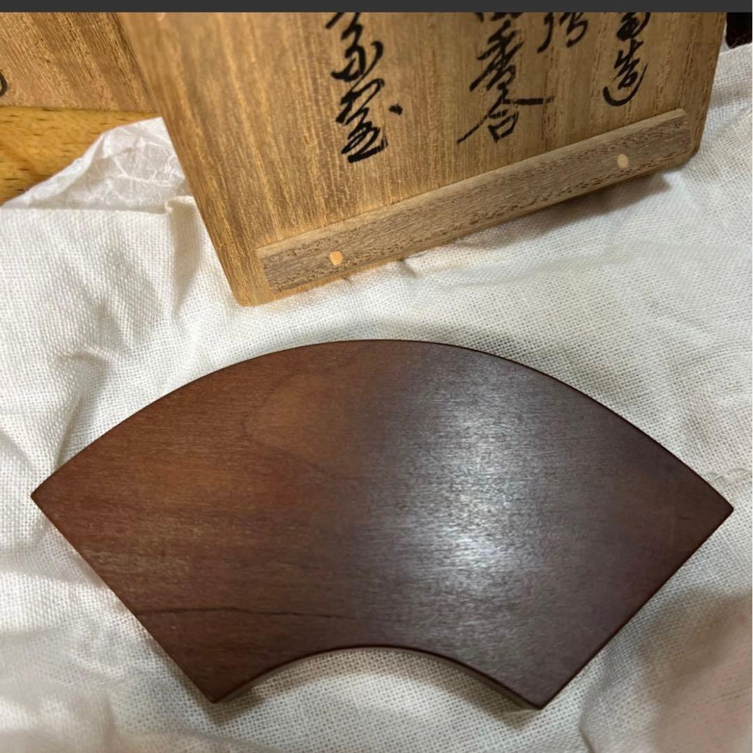 最終セール　茶道具　香合　扇面　ショウブ　ラデン　利斉造　駒沢利斎