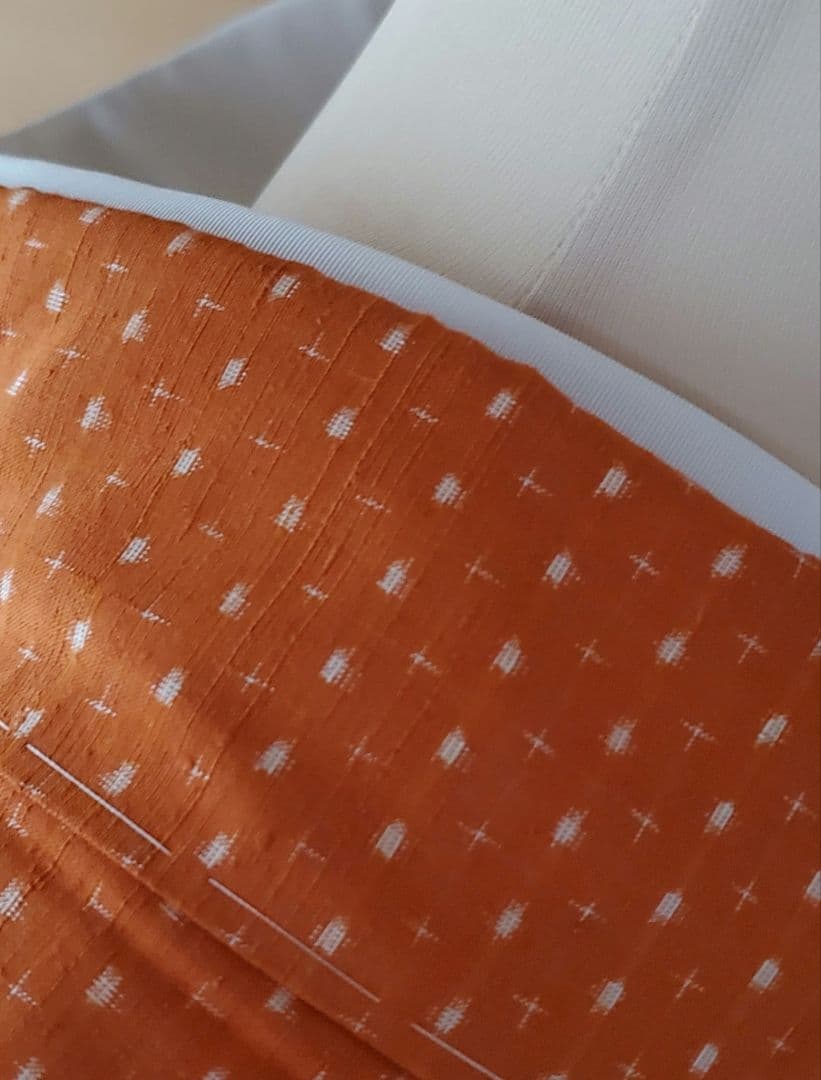 【着物帯＊セット】オレンジカラーの紬　十字絣　袋帯　正絹