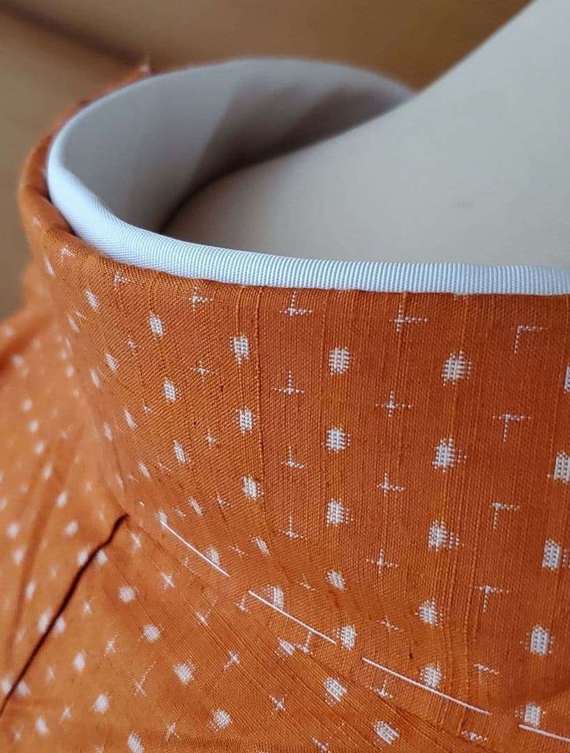 【着物帯＊セット】オレンジカラーの紬　十字絣　袋帯　正絹