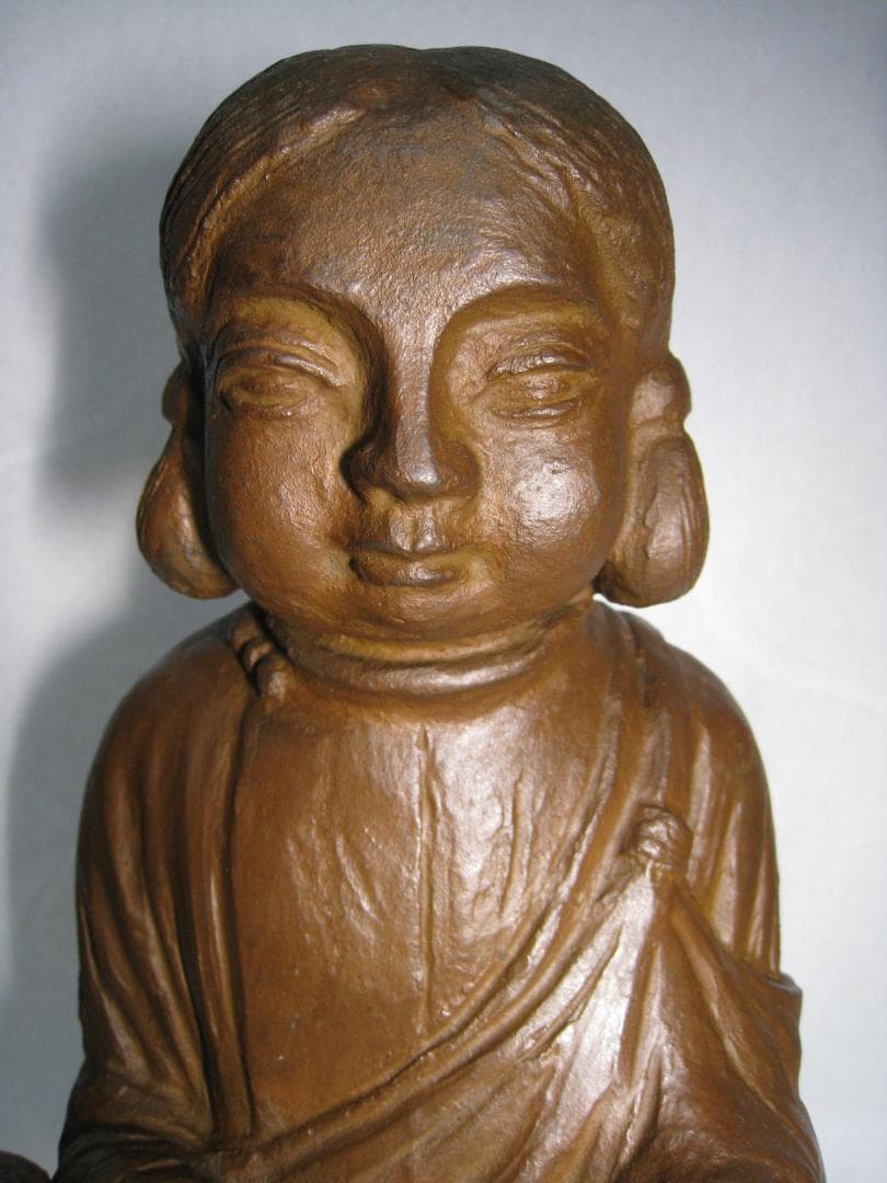 古銅　聖徳太子像十六歳孝養像　　古い作品のブロンズ像