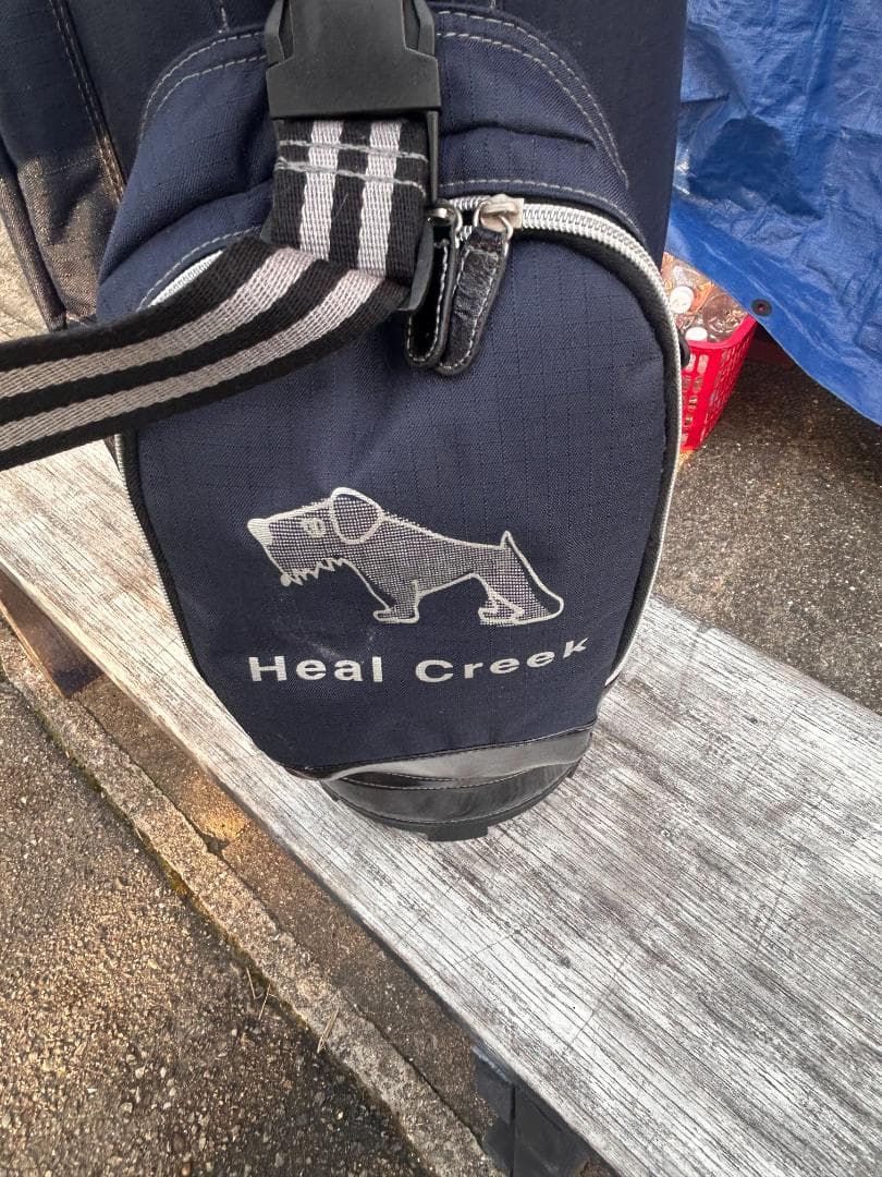 ●超美品【ヒールクリーク】キャディバッグ【紺】シューズケース付き