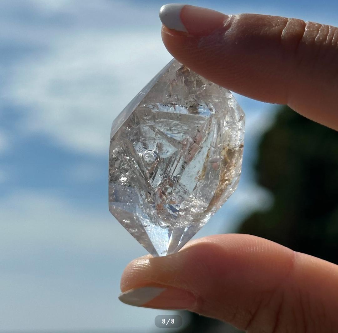 【水入り 水晶】ダブル ポイント エンハイドロ クォーツ