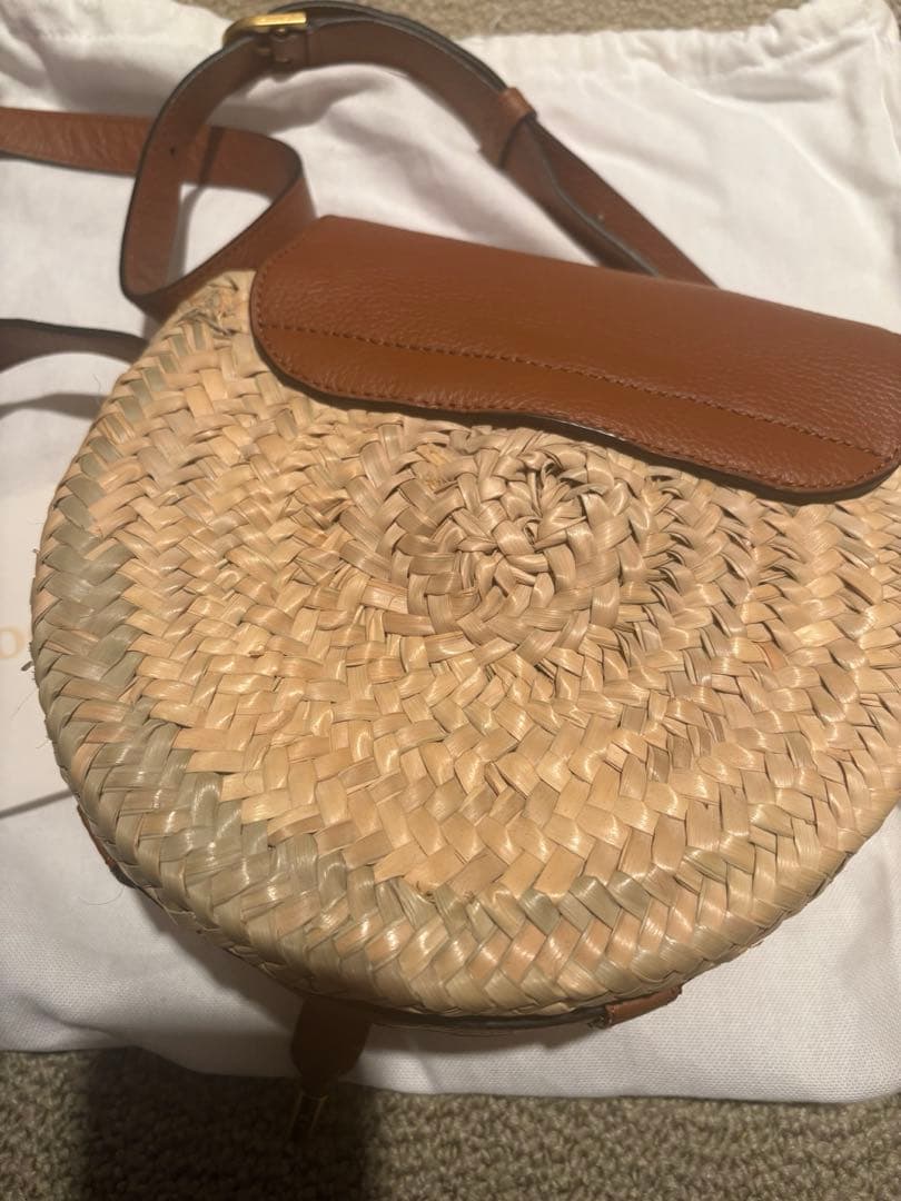 chloe マーシー　ラフィア&レザー　クロスボディバッグ