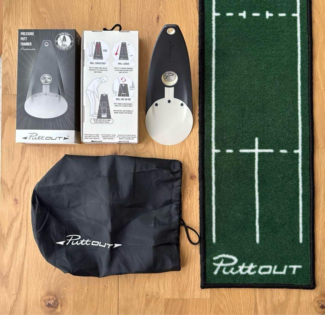PuttOUT スリムパターマット+パットトレーナーのセット　25×240cm