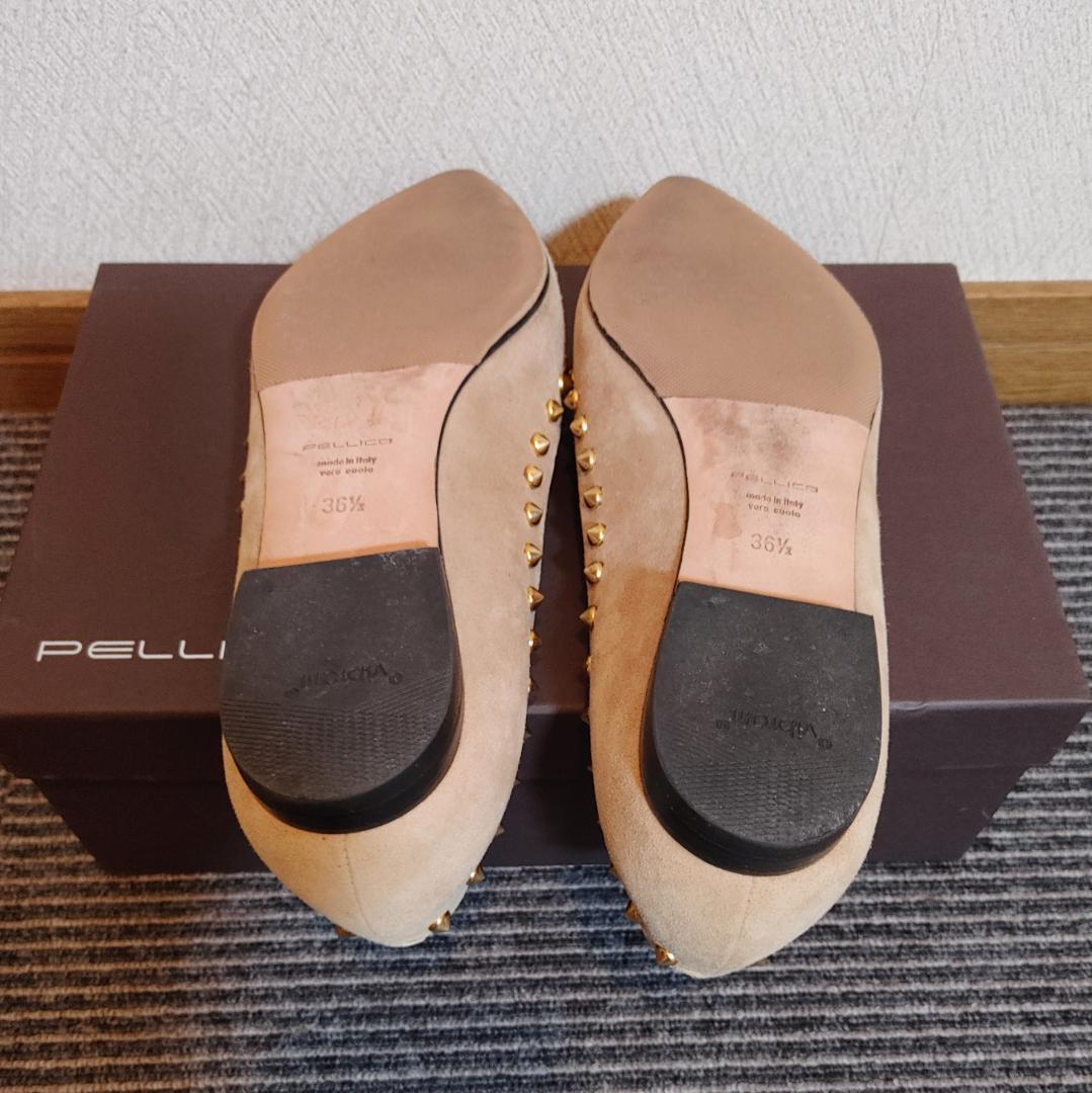 ペリーコ　スタッズ付きパンプス　ベージュ　フラットシューズ 36.5