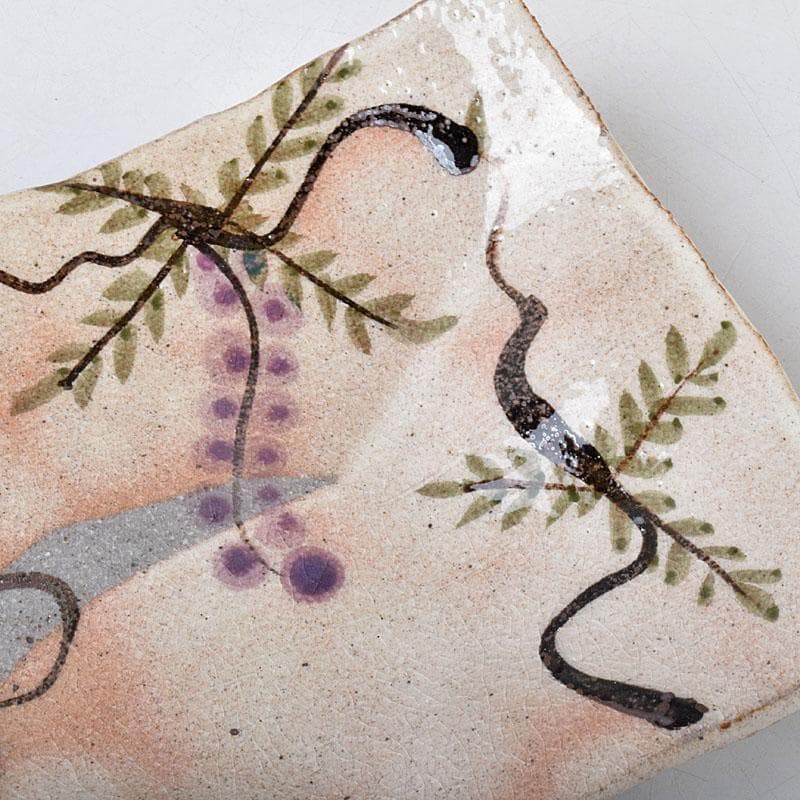 Sake　鼠志野　四方皿　五客　共布　黒田陶々庵極め箱　M　R9064B