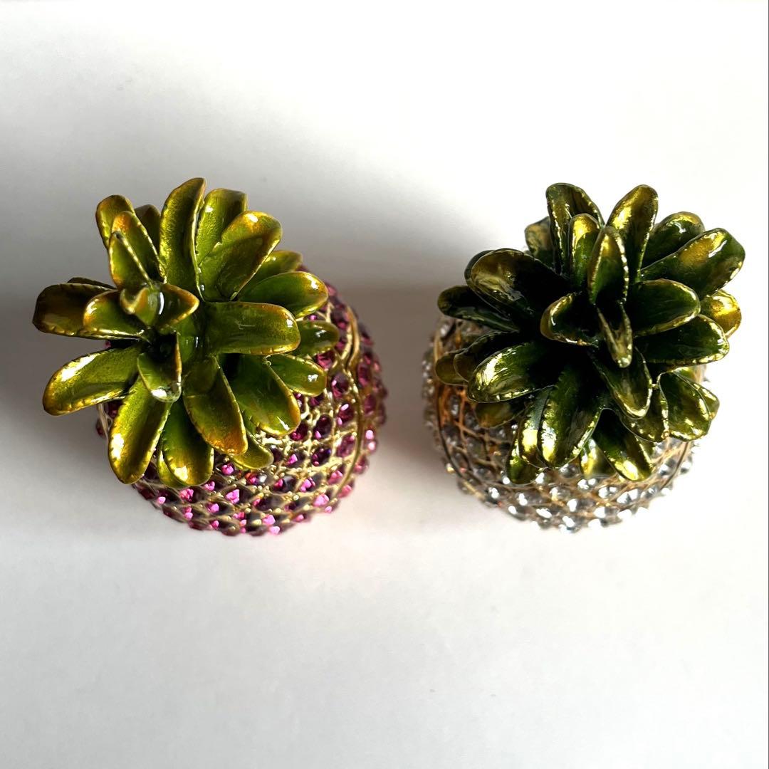 【未使用】彫刻像パイナップル クリスタル ジュエリーボックス