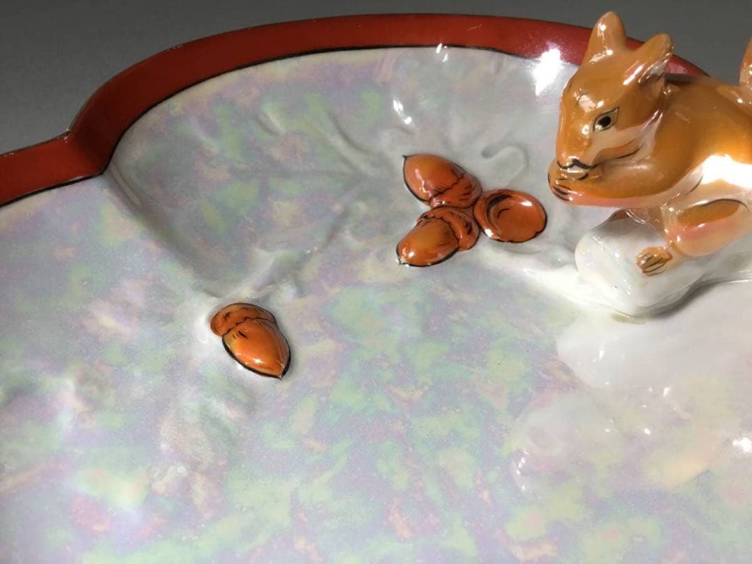 オールドノリタケ◆ドングリとリス◆ボウル 深皿 菓子皿 フィギュリン 森村