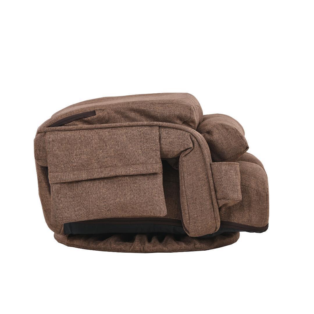 【ブラウン】回転式座椅子 肘掛け ハイバック 座いす リクライニング 1人掛