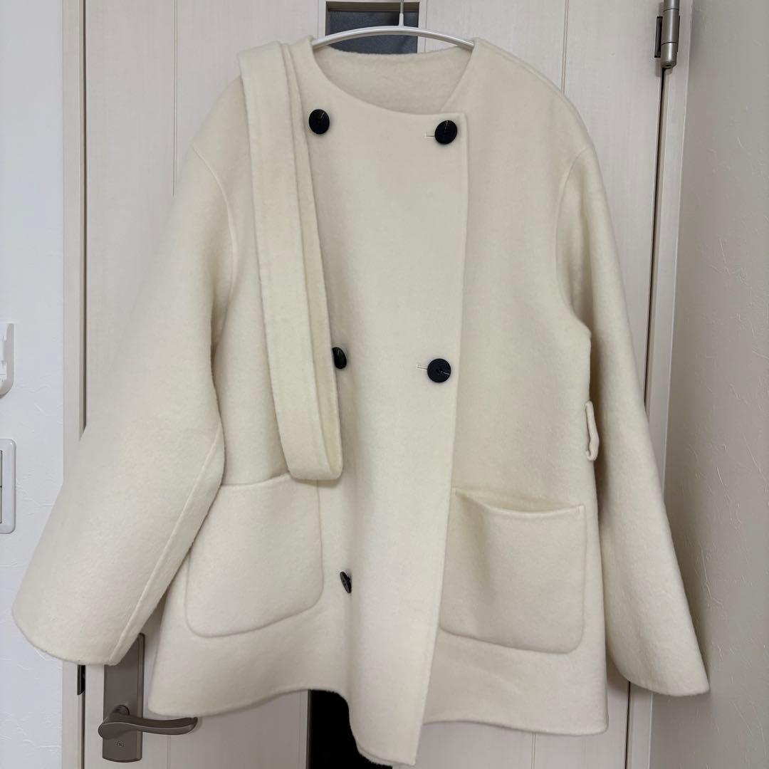 【basement online】ノーカラー2WAYリバーミドルコート