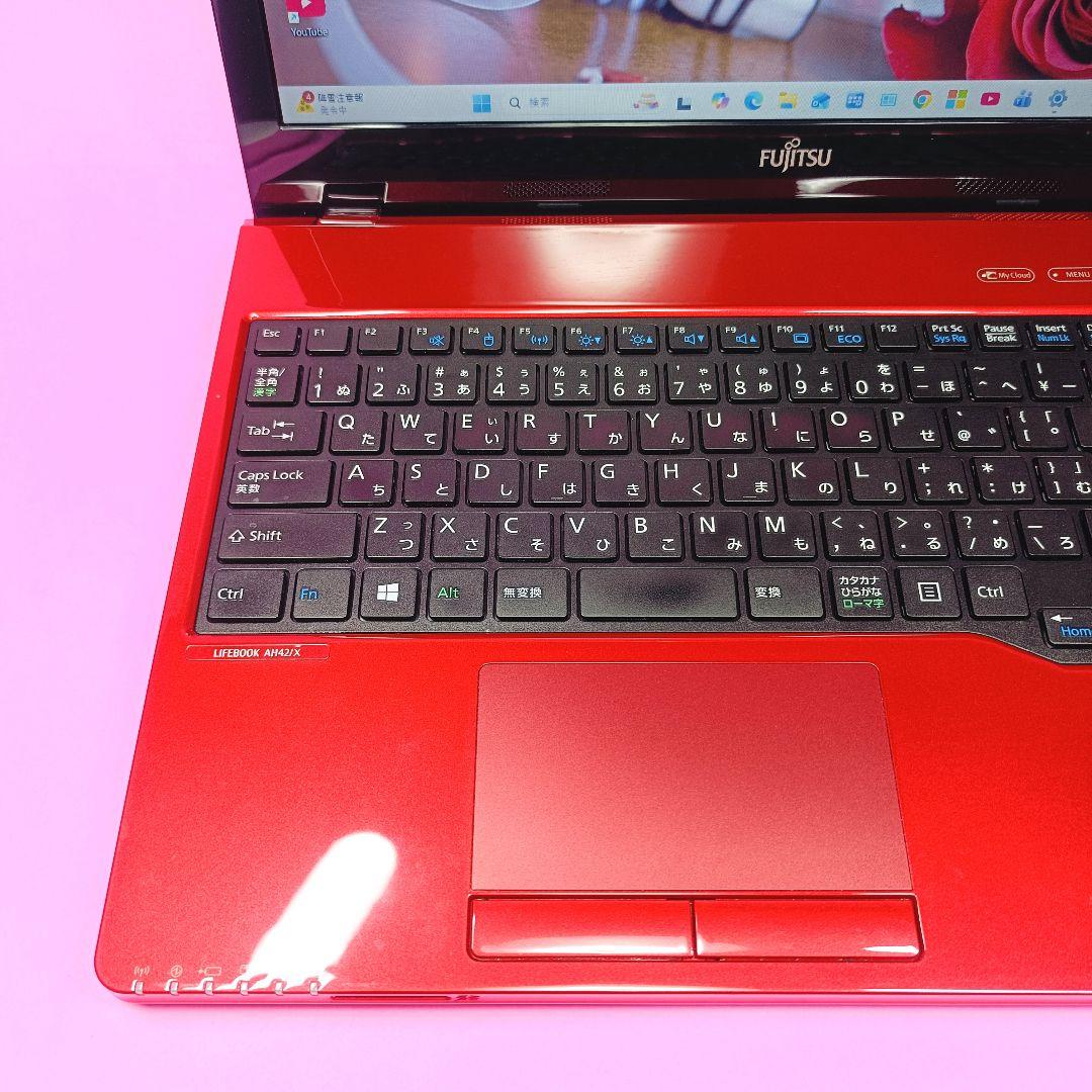 超大容量1TB‼️YouTube✨オフィス✨カメラ付赤ノートパソコン✨設定済