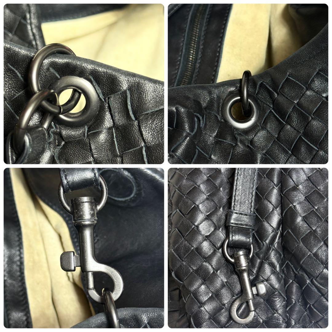 ボッテガヴェネタ カンパーナ ショルダーバッグ イントレチャート ミラー付き 黒