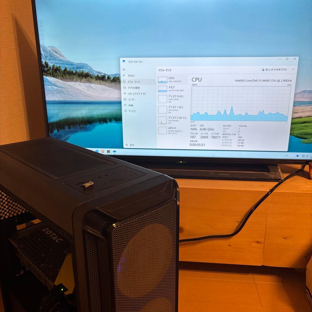 i5 9400F Windows11 良コスパゲーミングPC GTX1070