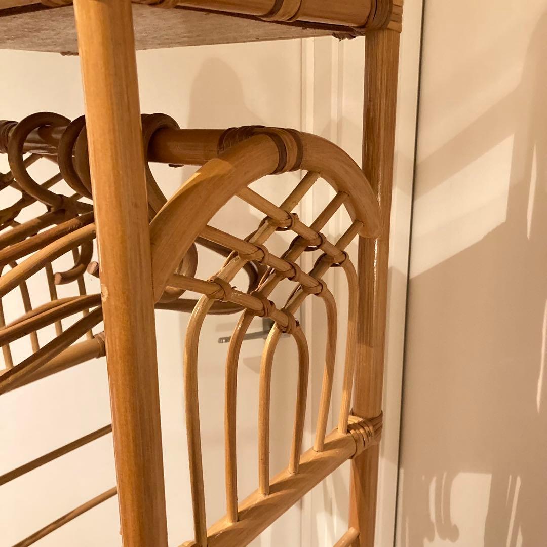 籐家具　ラタン ハンガーラック 上棚付き