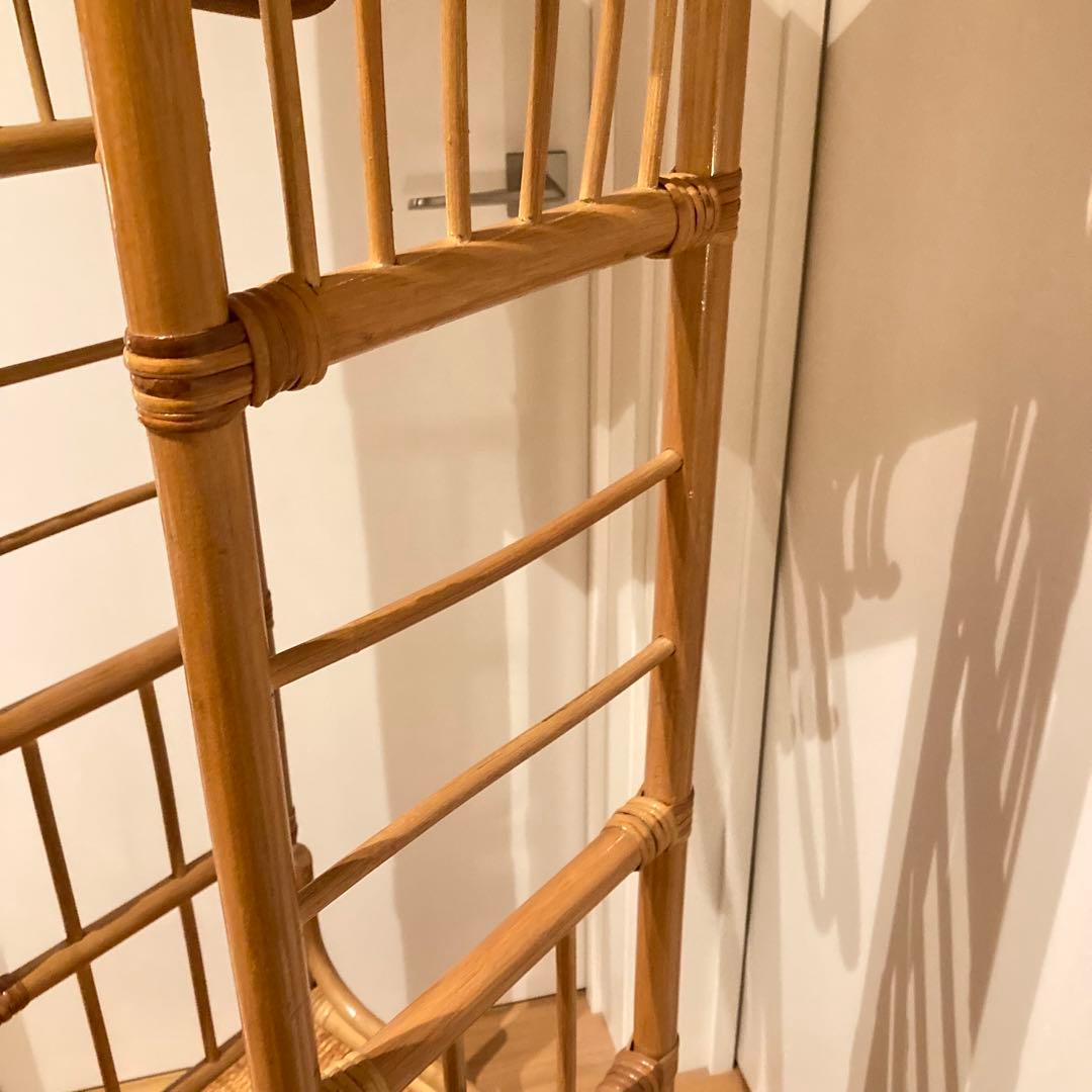 籐家具　ラタン ハンガーラック 上棚付き