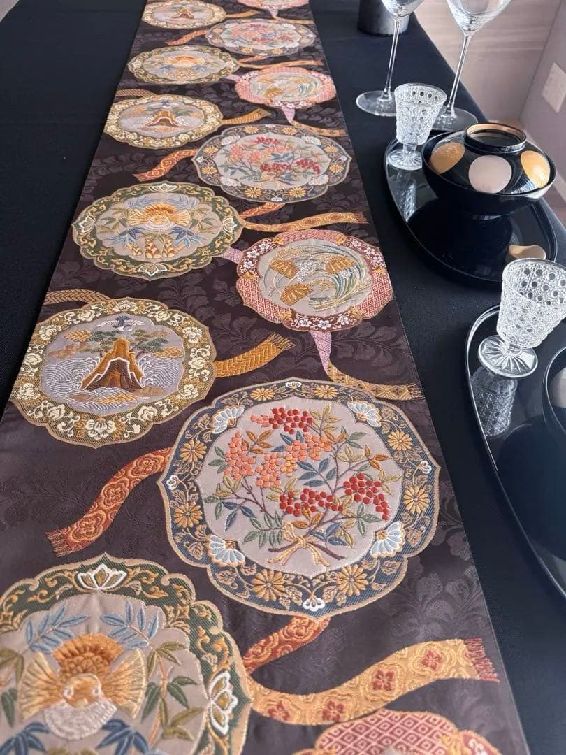 ︎専用◼︎C1273◼︎高級袋帯 正絹 鏡裏文 葉と実 唐織(〜270cm)