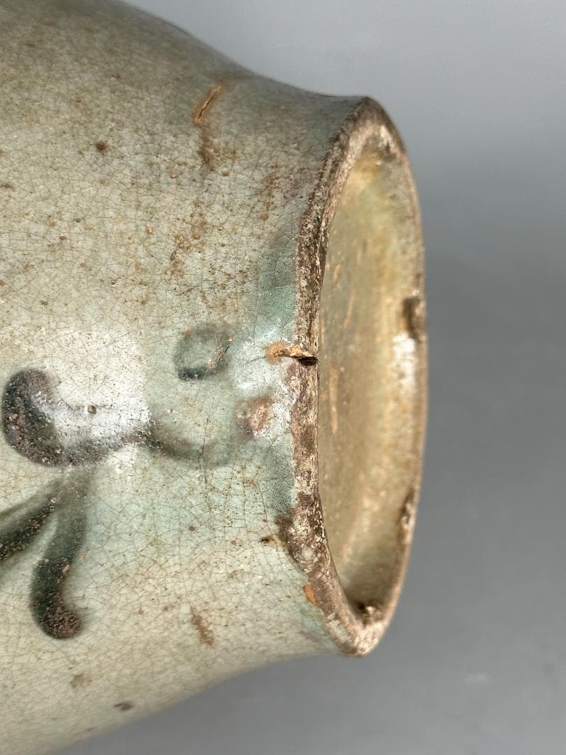 韓国美術　　高麗青磁　鉄絵花卉文六孔瓶　花瓶　華道具　古物 骨董　李朝　古朝鮮