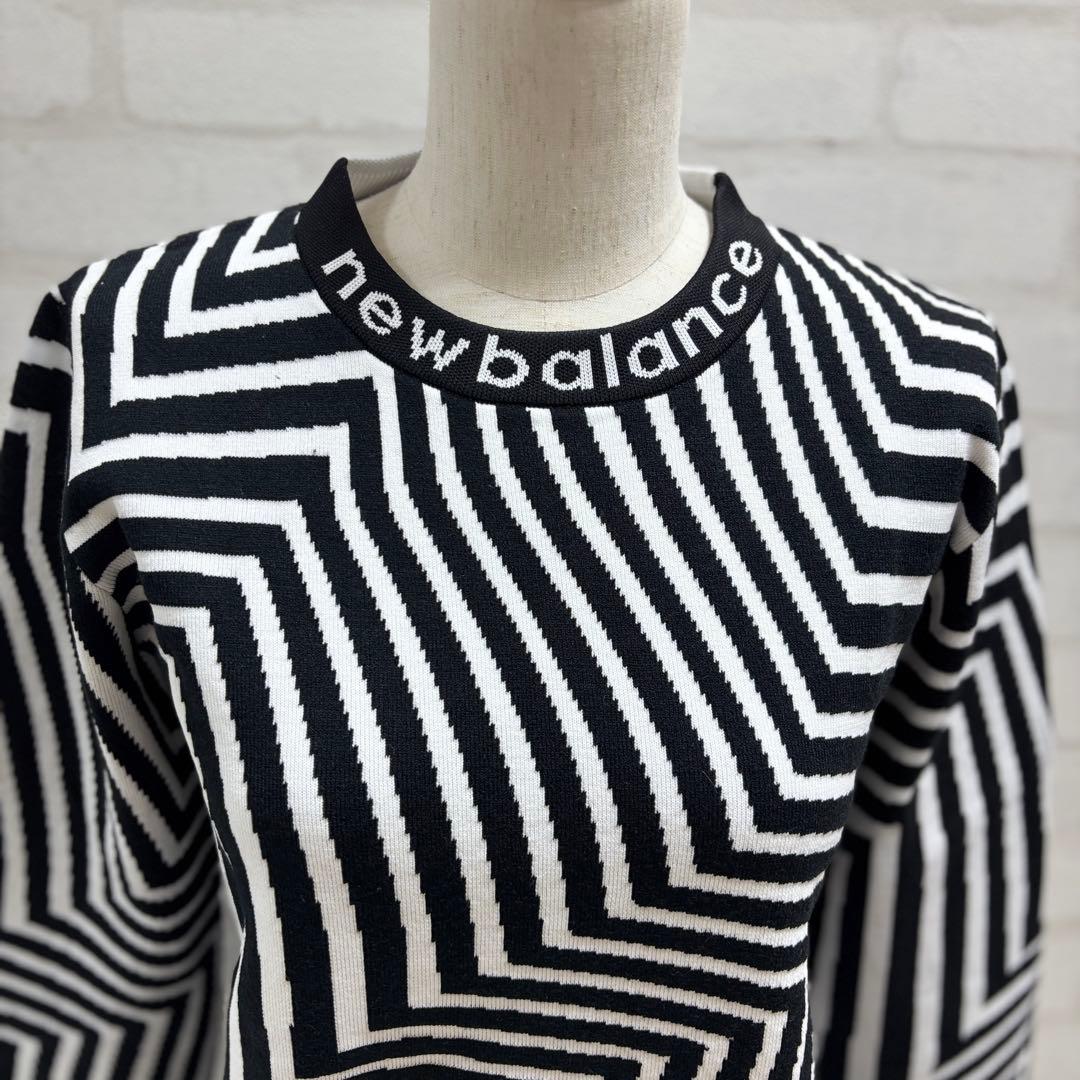 ★美品★ new balance ゴルフウェア セーター Mサイズ 黒 白