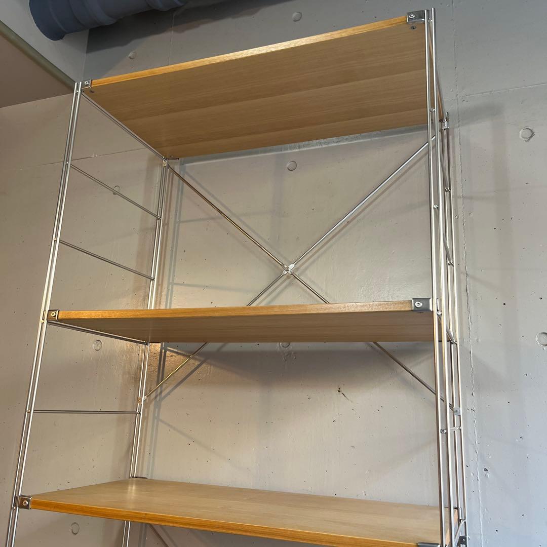 美品★無印 ステンレスユニットシェルフ　タモ材棚セット・ワイド・大