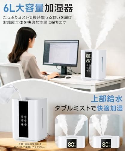 加湿器 大容量 上から給水 【2026新登場・6Lタンク&UVライト除_corg