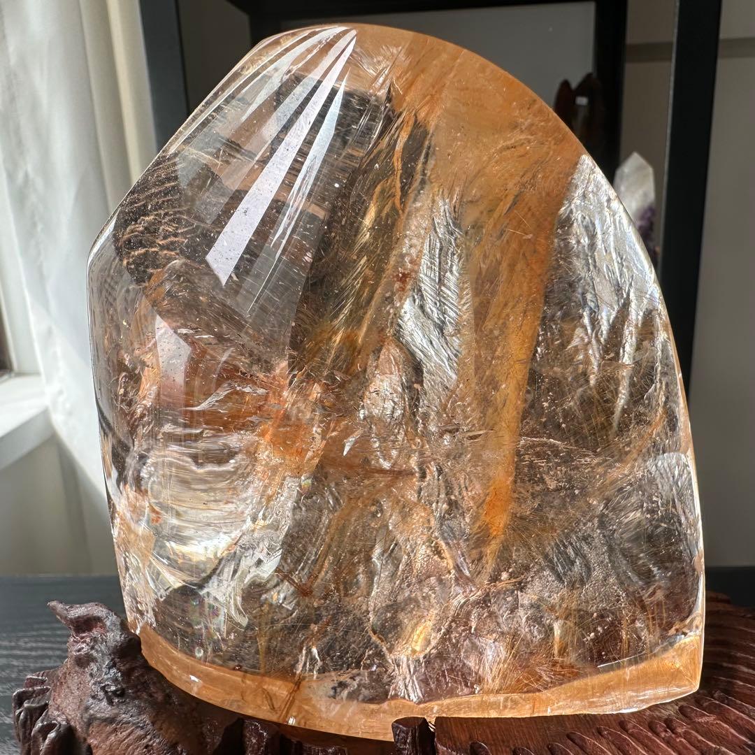 天然石ルチルクォーツ共生ファイアクォーツの原石　置物NO.031204