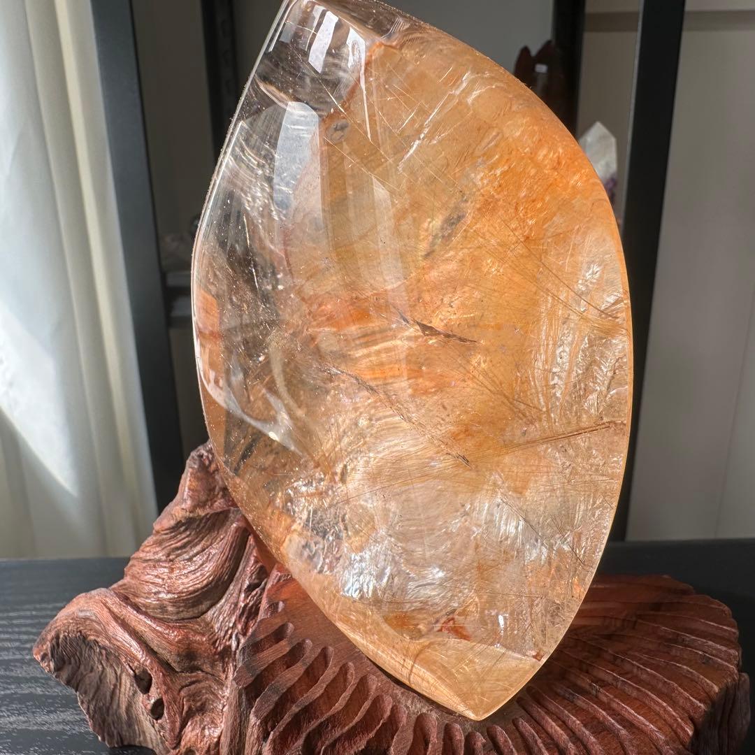 天然石ルチルクォーツ共生ファイアクォーツの原石　置物NO.031204