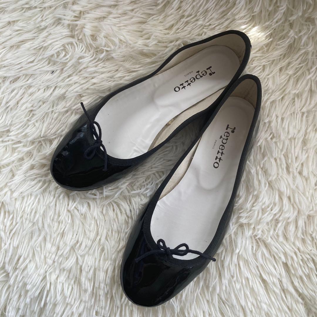 repetto レペット 24.5 39 エナメル バレエ サンドリオン 黒