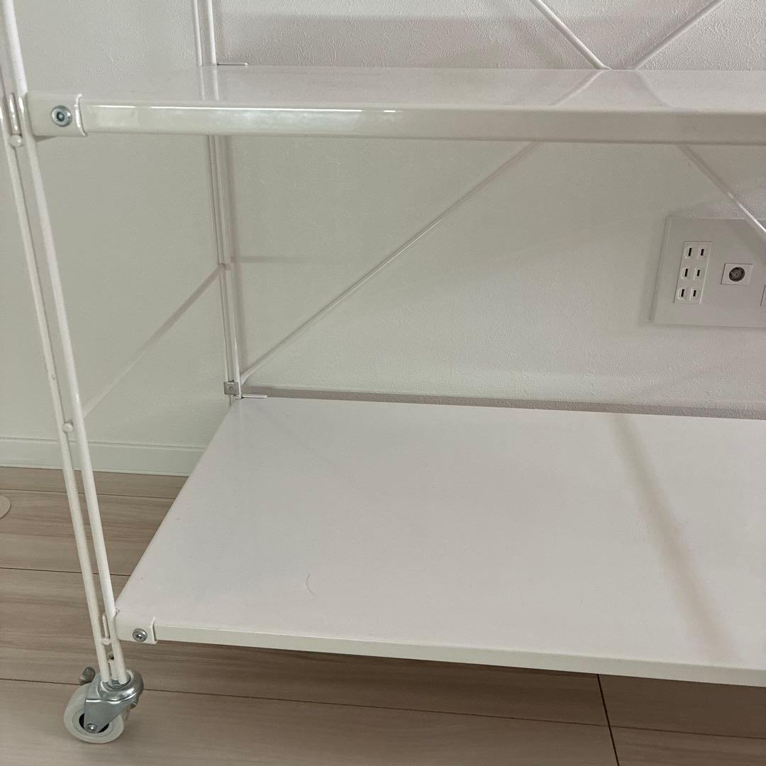 スチールユニットシェルフ　小　ワイド　ライトグレー　キャスター付き