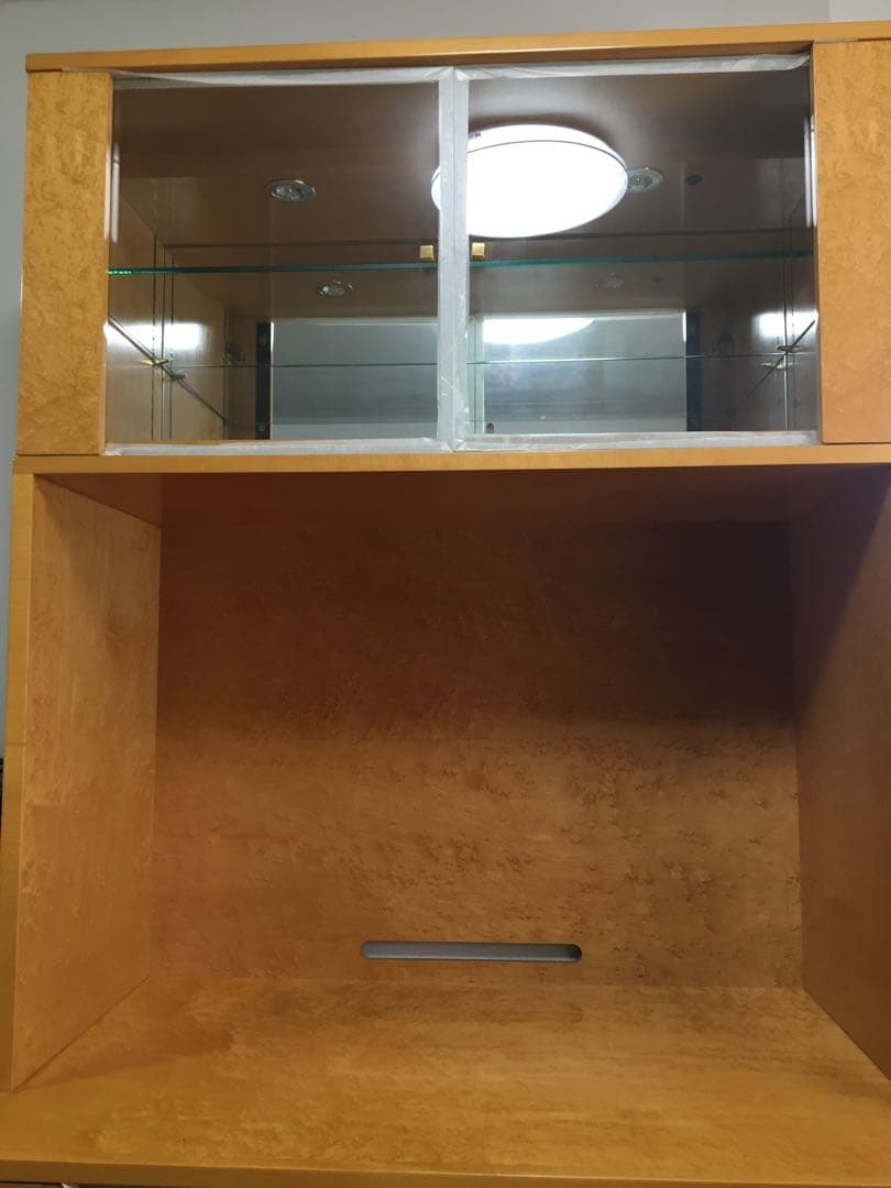 IDC大塚家具展示品最高級 バーズアイメープル キャビネット/TVボード 照明付