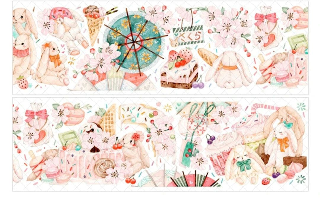 巻売 469★ 海外 マスキングテープ マステ PET 装飾 動物 兎 虹光