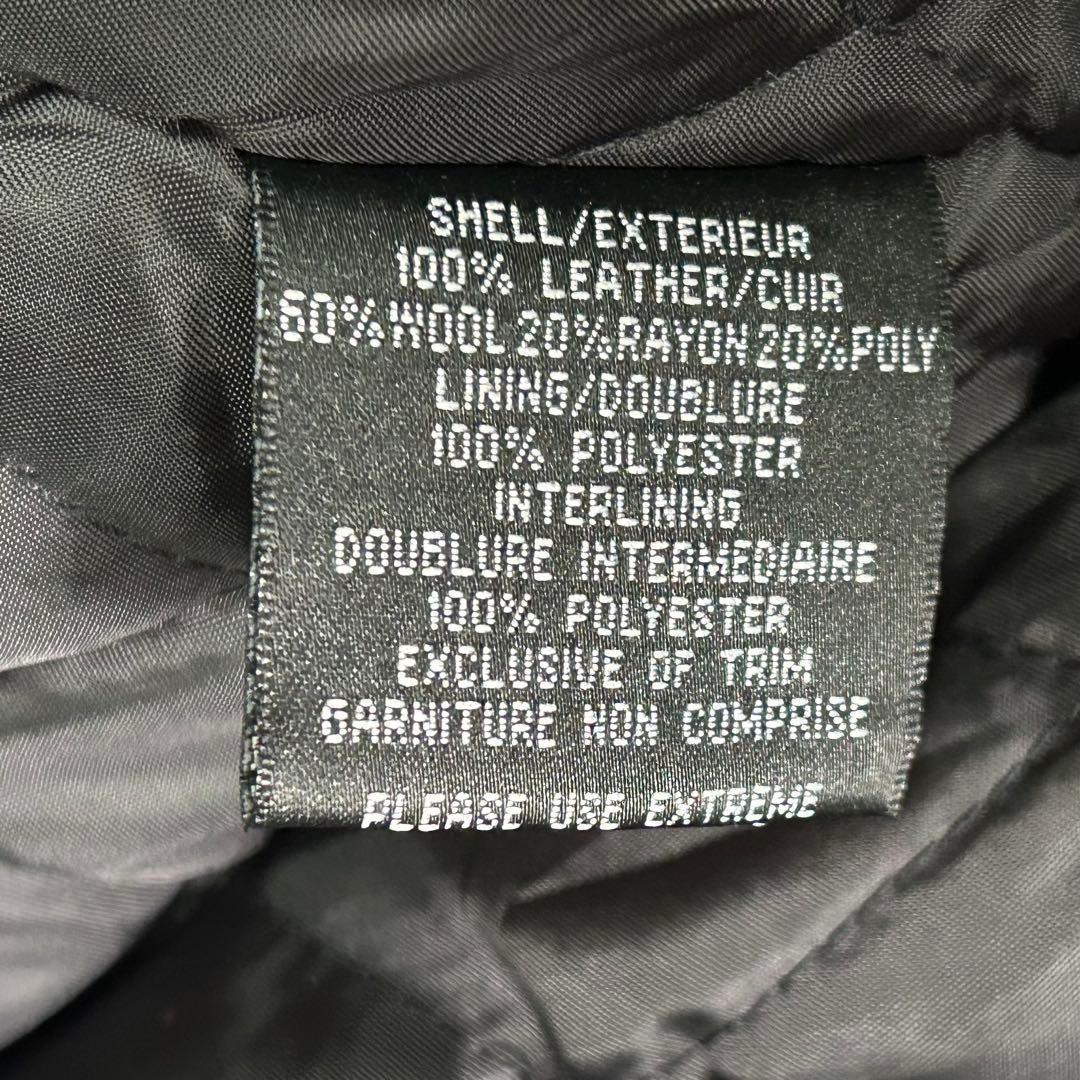 極上 レザー ウール カナダ製 企業刺繍ロゴ スタジャン 中綿 黒 本革