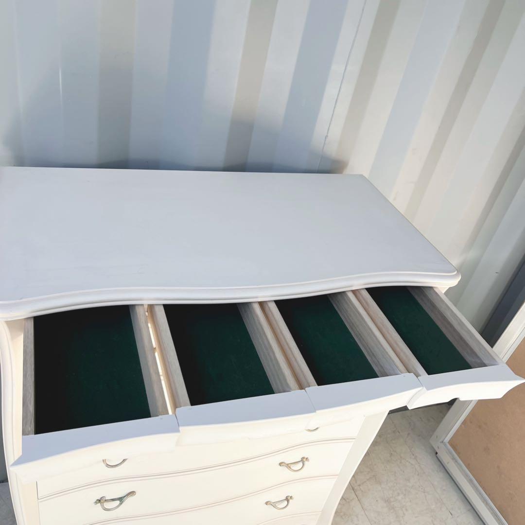 取付無料！IDC大塚家具 松永工房 カンティーニュ 猫脚姫系ホワイトハイチェスト