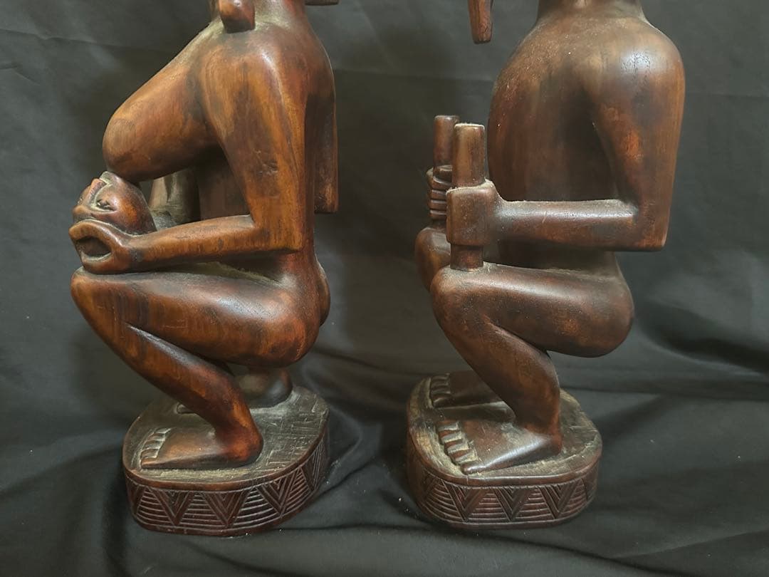 アンティーク パプアニューギニア 木彫り二体セット/ポリネシアン