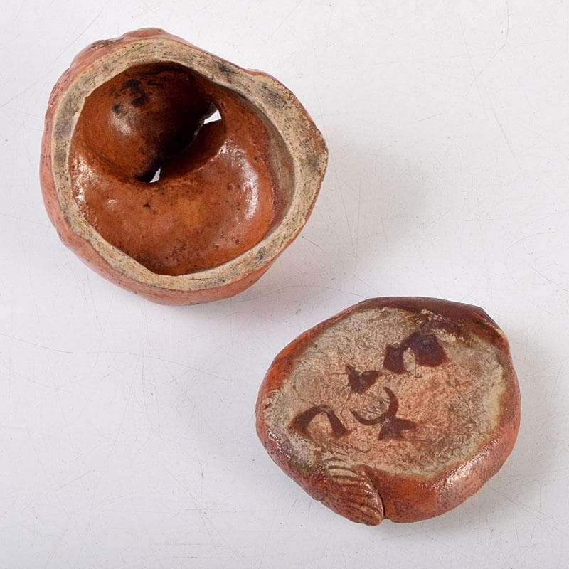 茶道具　尾形乾山作　色絵　獅子香合　時代箱　V　8816