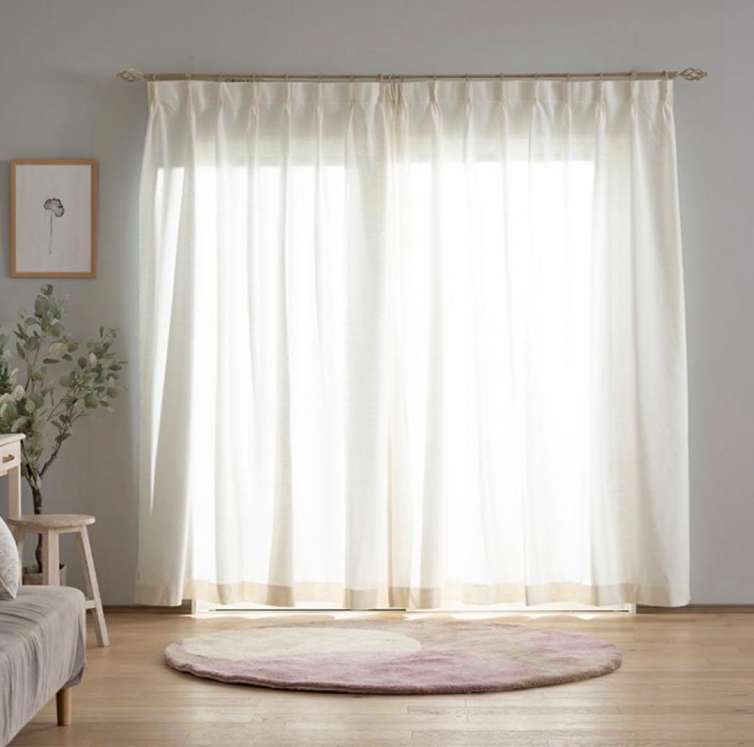 新品未使用　リネン風レースカーテン 遮熱 ミラーレース 幅200×丈196