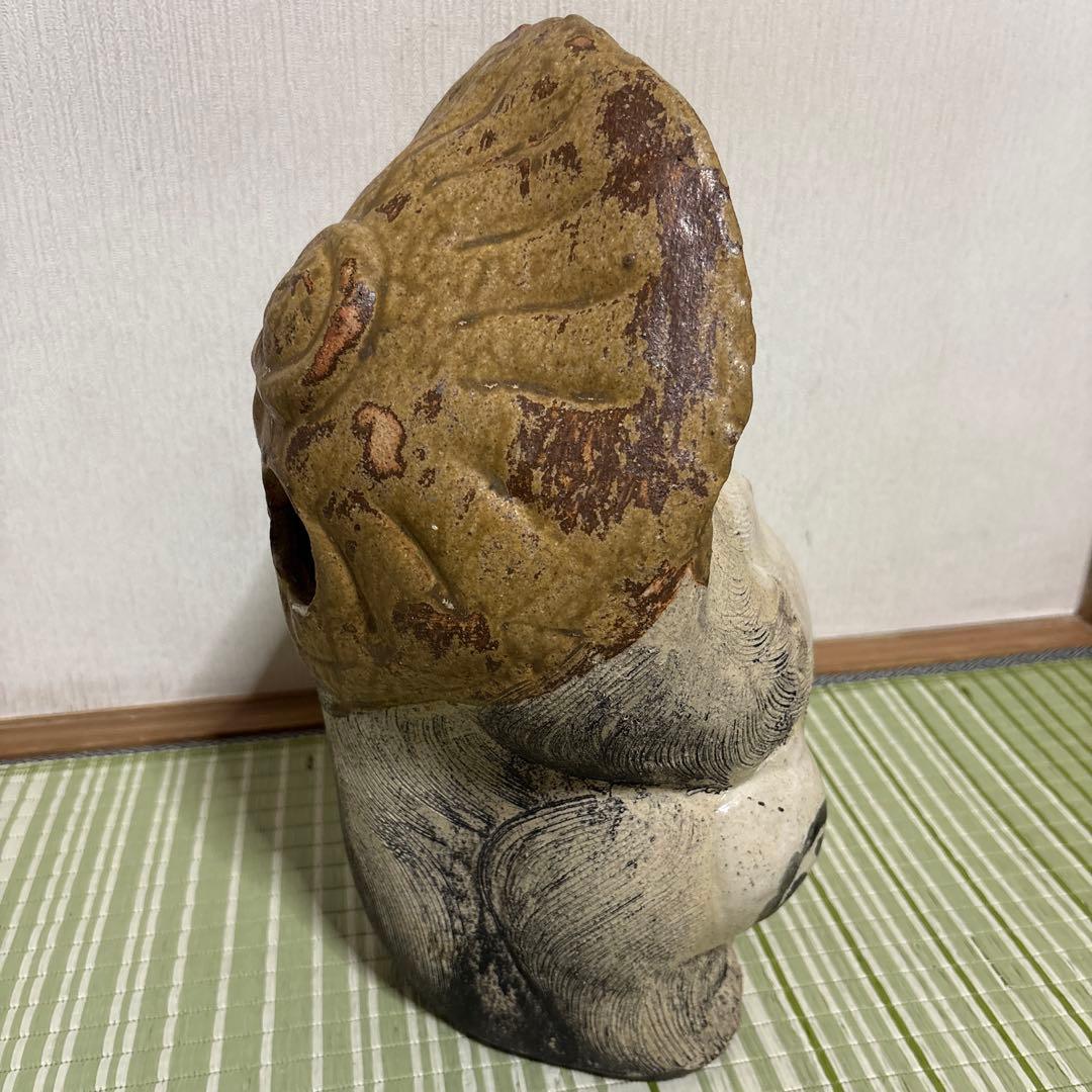 信楽焼　白　たぬき　狸　焼き物　ホワイト　2代　38cm 陶芸　工芸品　置物