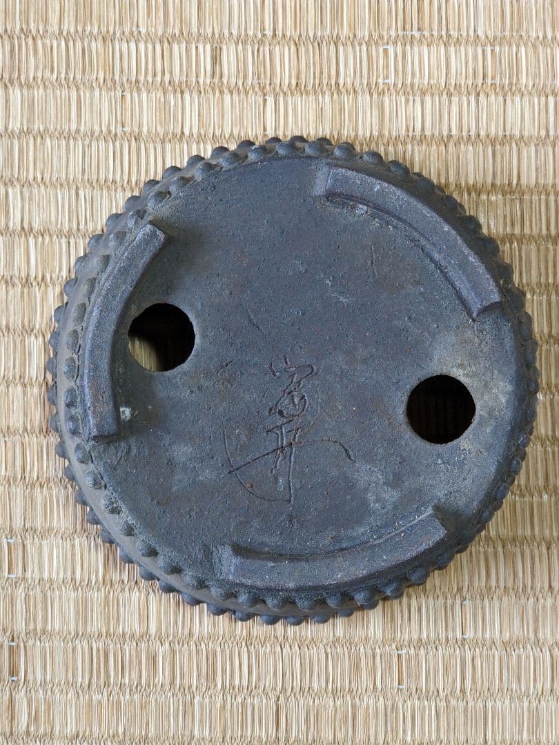 ♦小品盆栽鉢 富舟作 鋲打ち三足丸鉢ミニ盆栽鉢 コレクション 骨董品