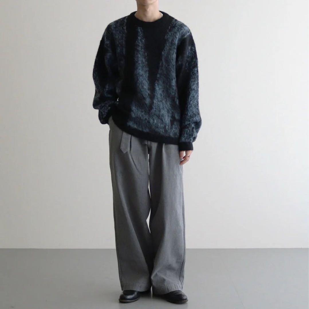 トップス YOKE JACQUARD MOHAIR SWEATER #BLUE