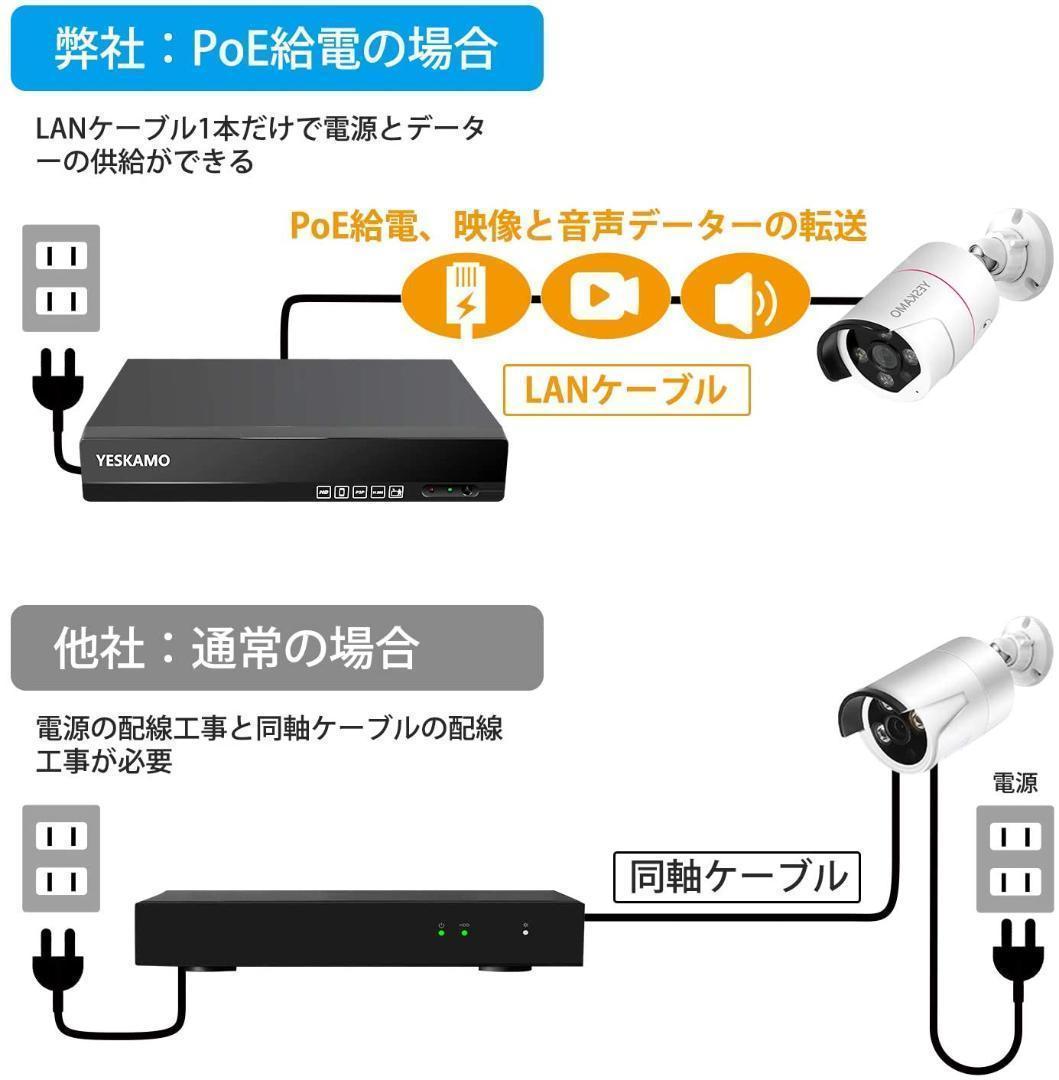 防犯カメラ 屋外 録音 POE防犯カメラ 300万画素　4台