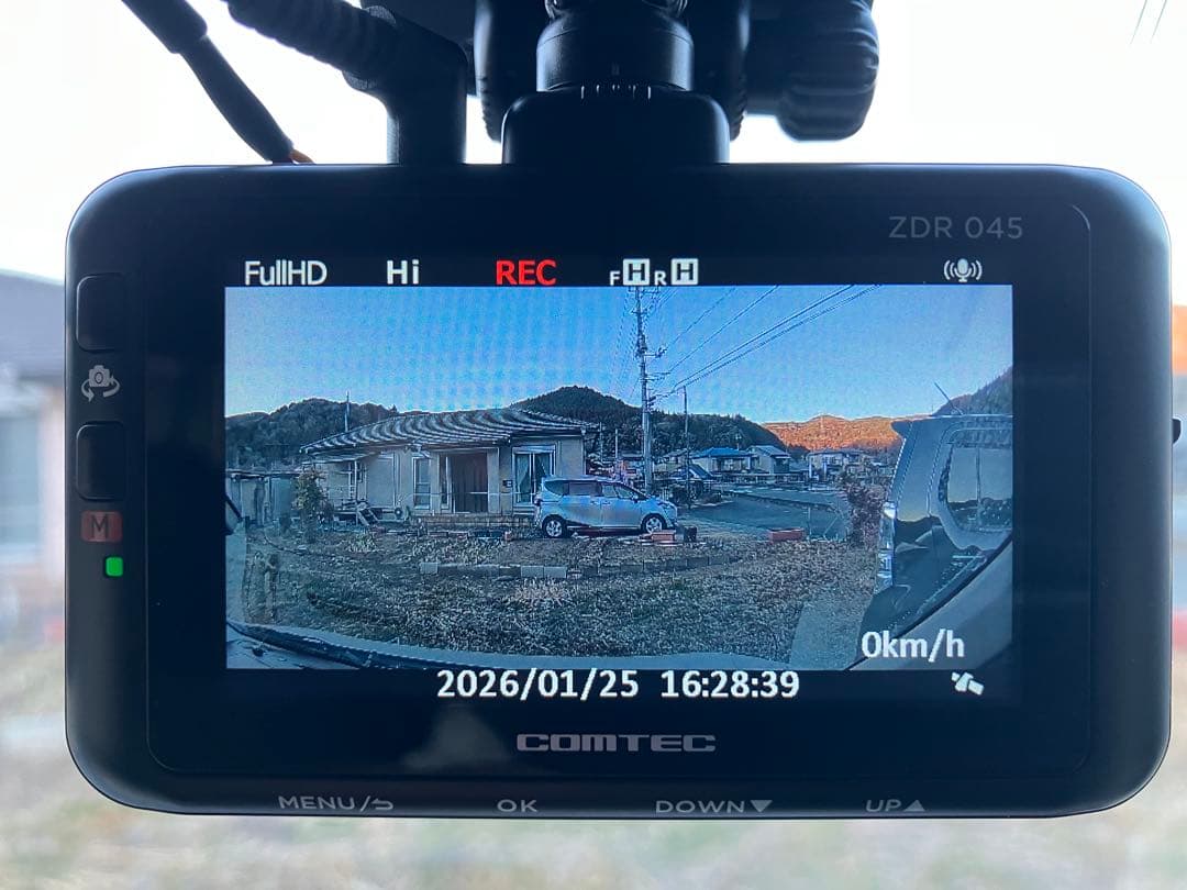 コムテック ZDR-045 前後2カメラ ドライブレコーダー 作動OK！