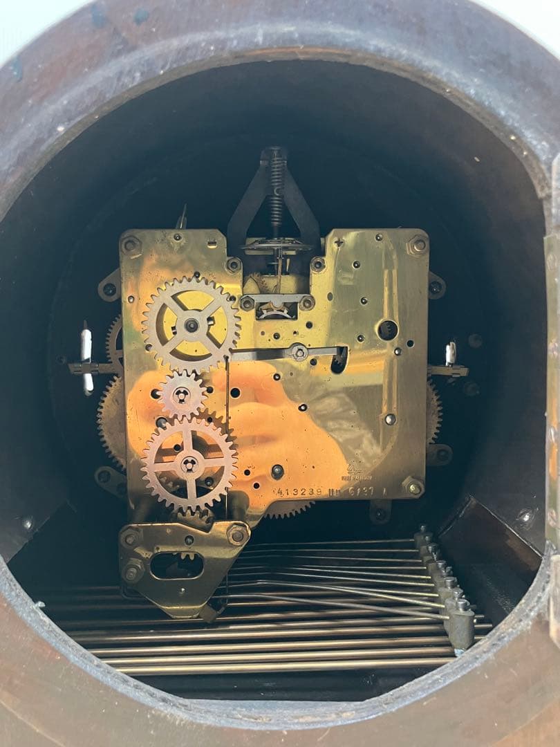 【中古品】木製ゼンマイ式置き時計